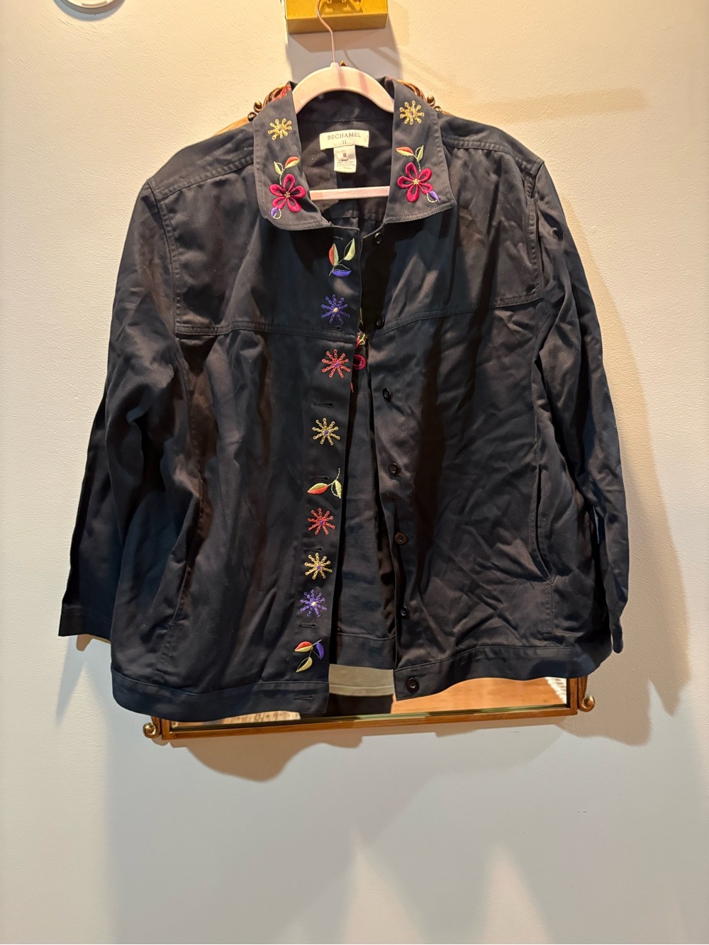 Bechamel Escapada Embroidered Floral Navy Jacket